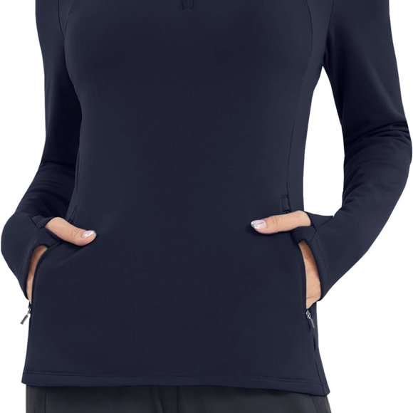 Persit New Black 1/4 Zip Pullover Fleece Lined Long Sleeve Shirt Thumbholes Lg - Picture 3 of 15